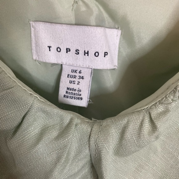 TOPSHOP RIVIERA Mint Linen Blend Frill Romper - Picture 5 of 6